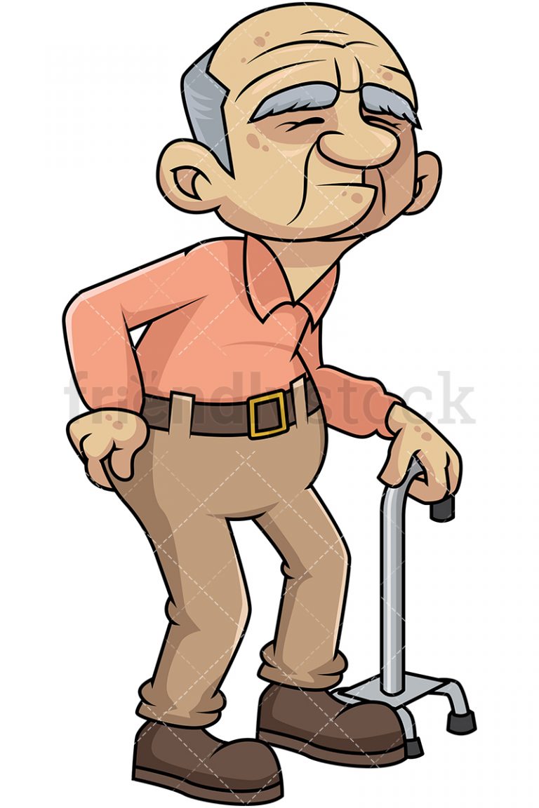 Weak old man with hip pain - PNG, vector EPS, PDF (infinitely sc