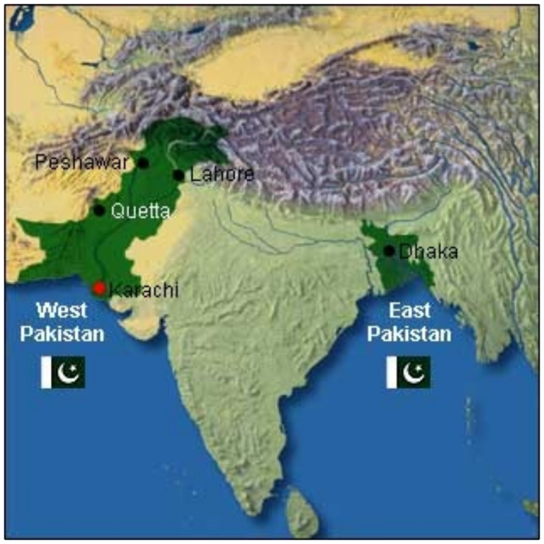 Map East and West Pakistan