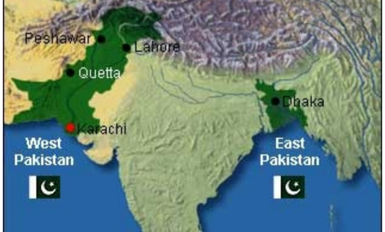 Map East and West Pakistan