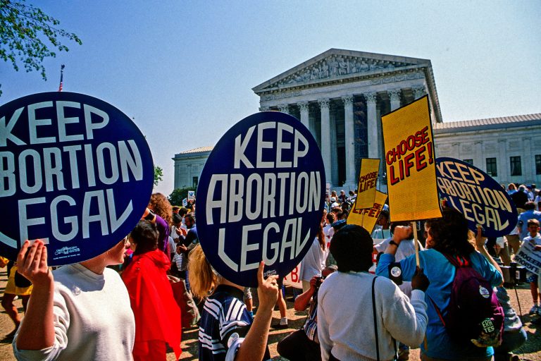 Abortion-demonstration-United-States-Supreme-Court-building-Washington-DC-1989 Britannica