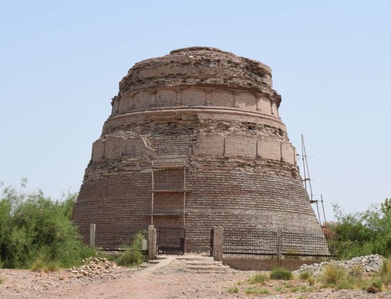 Mir Rukan Stupa during conservation work - Photo by Author - Sindh Courier