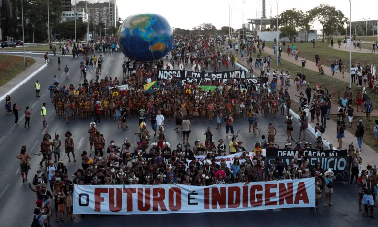Photo of Indigenous People Protest in Brazil against Mining Projects