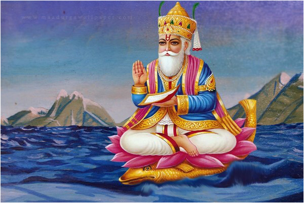 Jhulelal travels atop a palla fish in the Indus