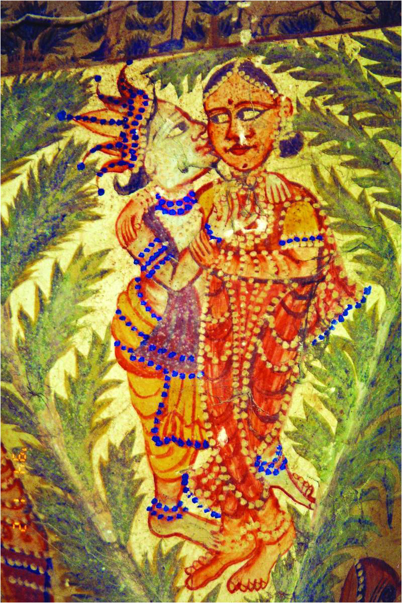 Krishna in dalliance with Radha, Johi temple