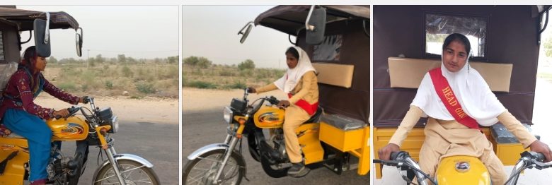 Photo of Two Thari girls trained in rickshaw driving