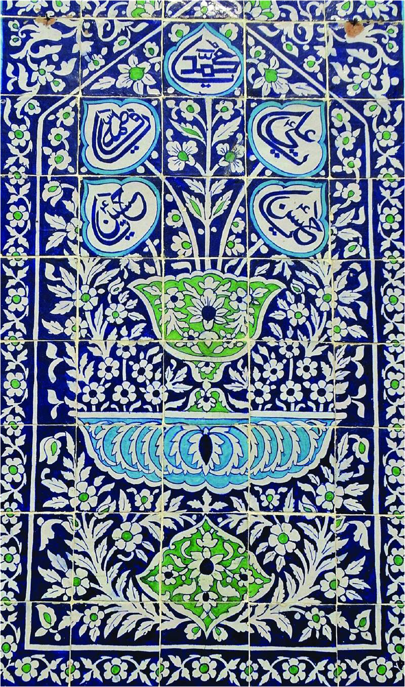 Glazed tile panel in the shrine of Syed Hakim Ali Shah