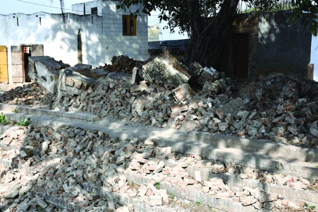 Debris of Radhe Shyam temple