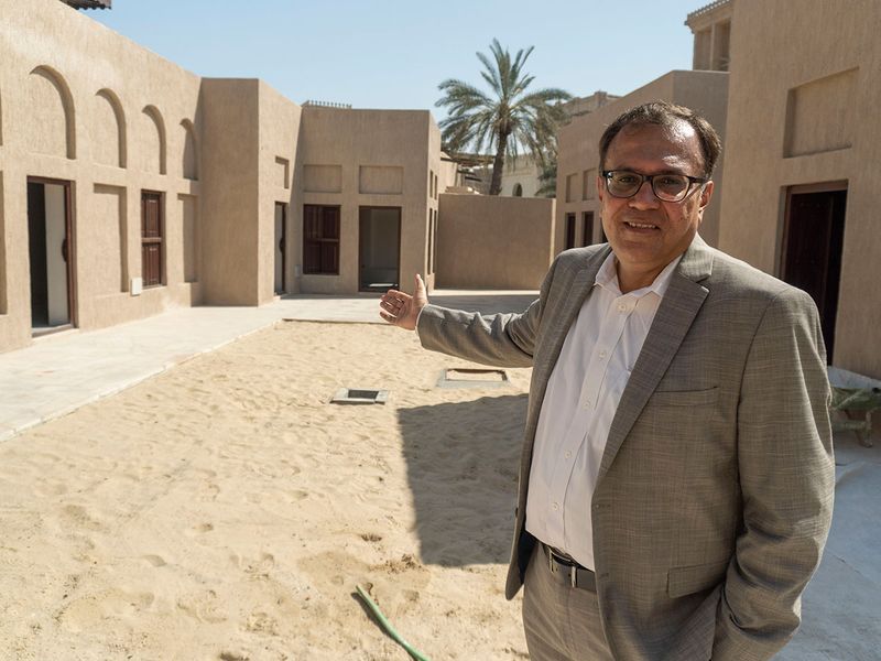 Deepak Bhatia at the Shindigah house of his grandfather which has been restored by the Dubai authorities