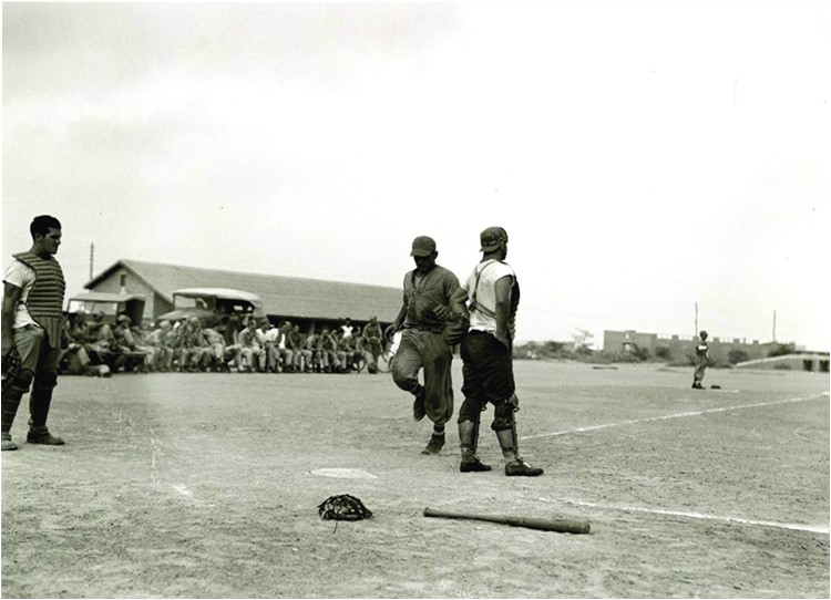 American troops playing at the Baseball Field at Malir, circa 1944-45
