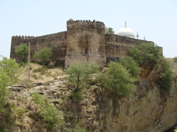 Sangni fortress is perched on a hill