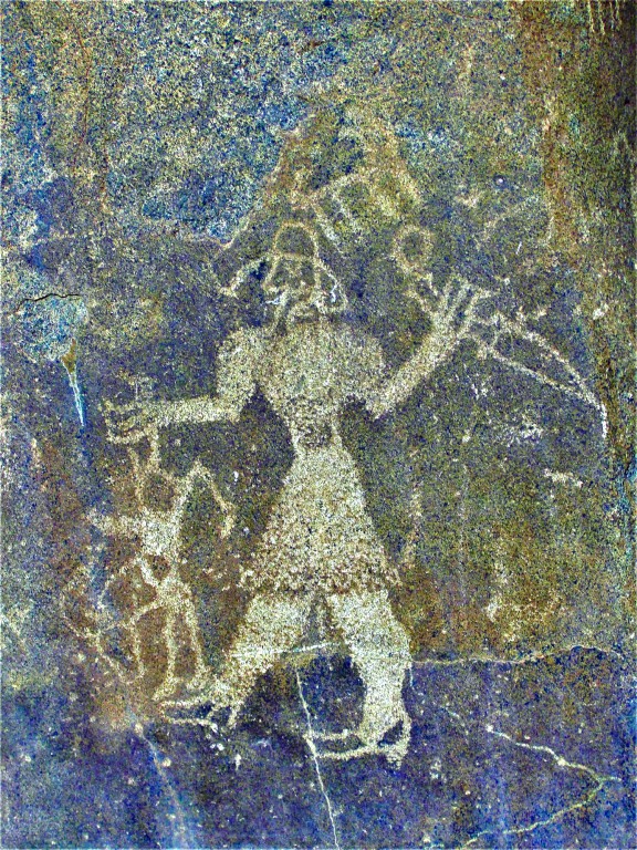 Carving of hunter with his kill, Thalpan, Chilas