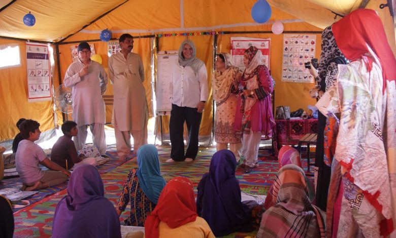 Photo of Save The Children officials visit Temporary Learning Center in Dadu