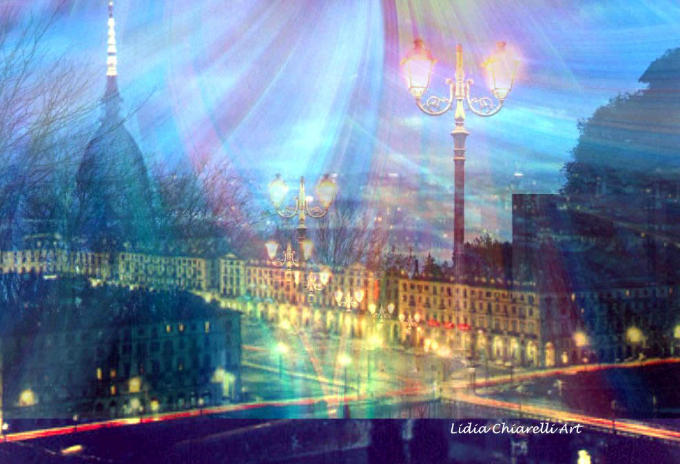Torino lives in the Light, by Lidia Chiarelli, digital collage- Sindh Courier