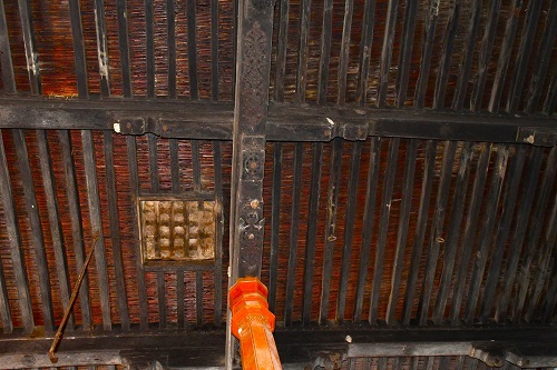 Wooden ceiling of a Maari in Khaman village