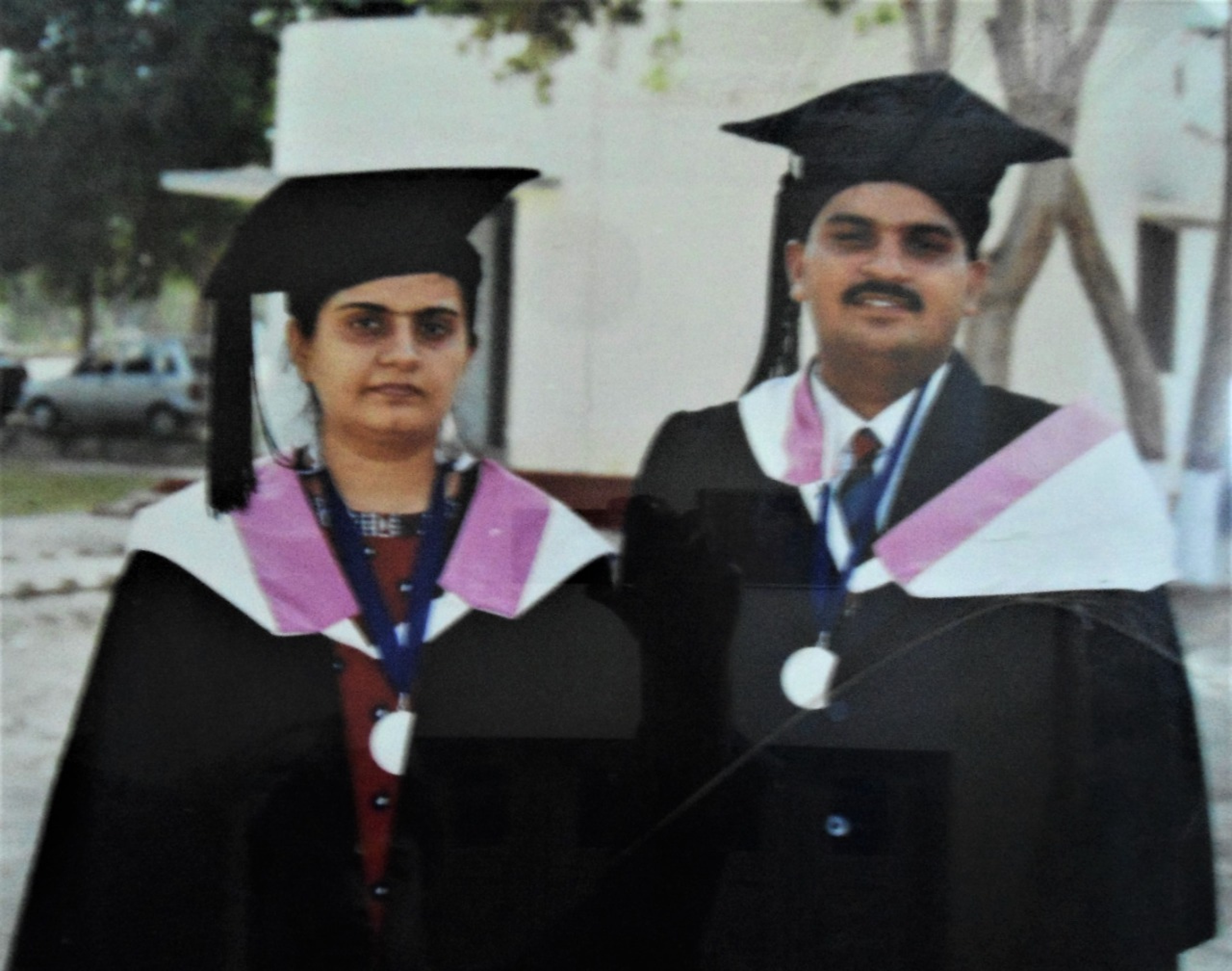 Naila Gul Sapna Qazi, with the author, after receiving Master's Degree and Vice Chancellor's Medal in the graduation ceremony of SALU, Khairpur (2002)
