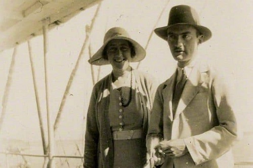 Agatha Christie on an archaeological dig in the Middle East with her second husband Max Mallowan