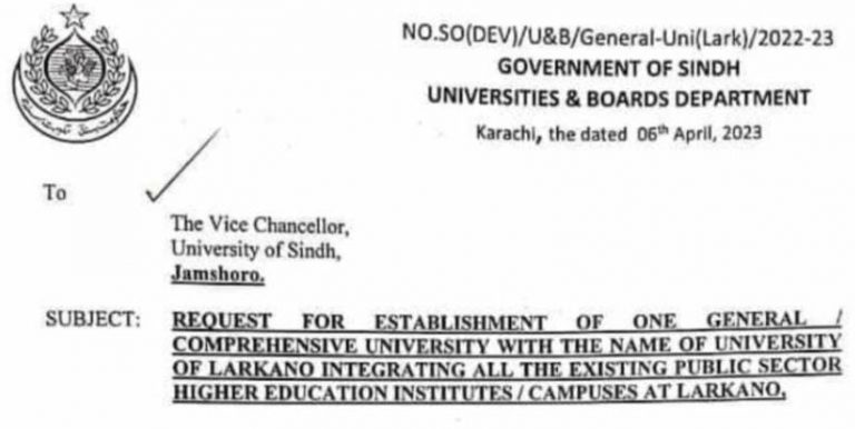 Larkano-University-Letter-Sindh-Courier