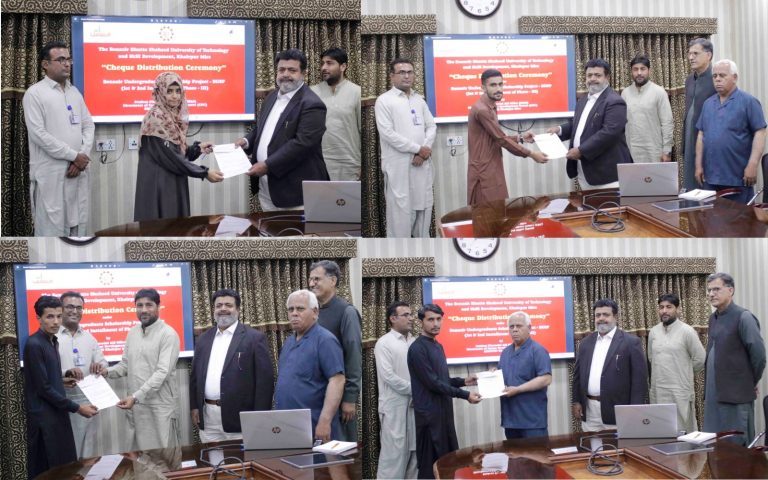 Scholarship cheques distributed at University of Technology and Skill Development Khairpur