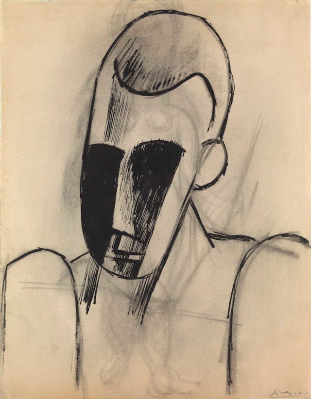 A self portrait of Picasso with his eyes gouged out