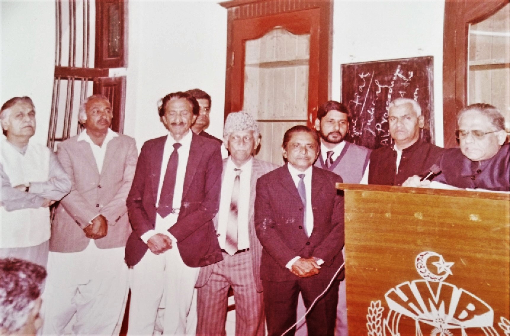 As the Principal of HMB Law College, Shikarpur, Lal Muhammad Lal with Illahi Bux Soomro and other officials