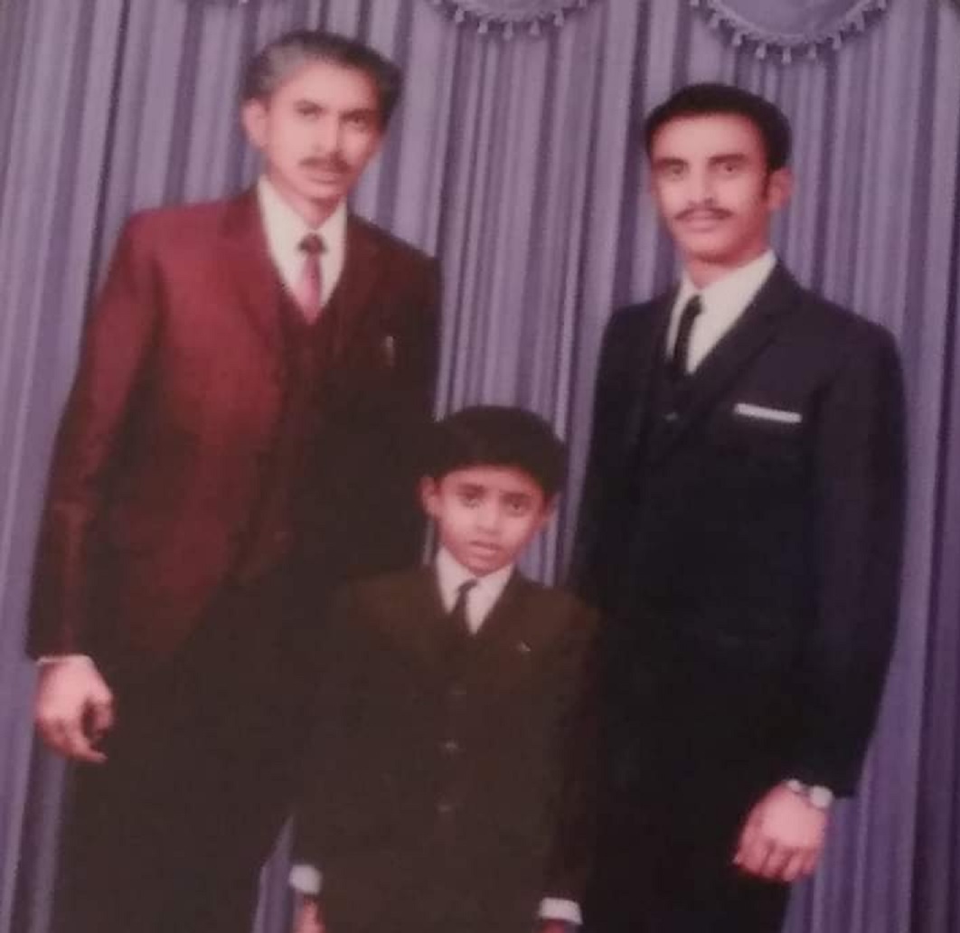 Lal Muhammad Lal (on the left) with his both sons, Aijaz Ahmed (On the right) and Ayaz Ahmed (in the middle)