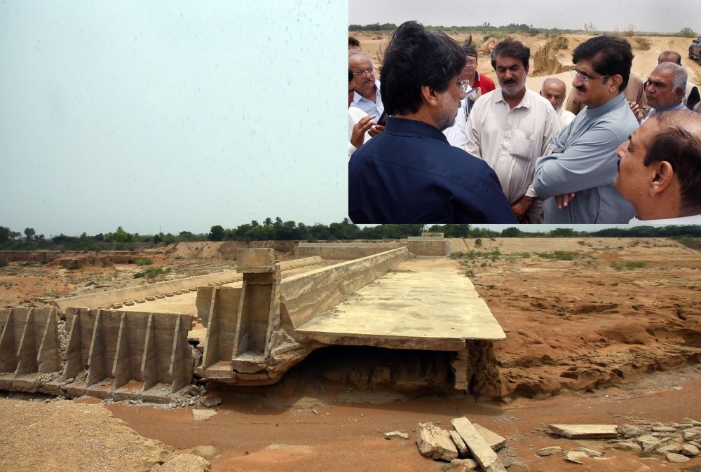 Murad Shah visits Malir River where the weirs were damaged