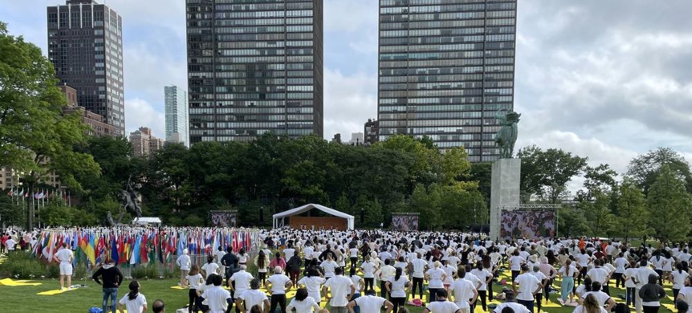 Yoga event at the United Nations headquarters in New York on International Yoga Day