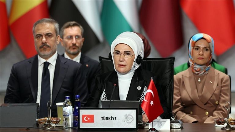 Turkish first lady calls on her counterparts to be voice of ‘suppressed, silenced’ Gaza