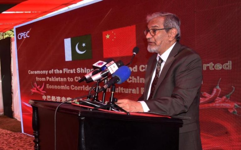 Sindh Chief Minister speaking at inaugural ceremony of Chili export