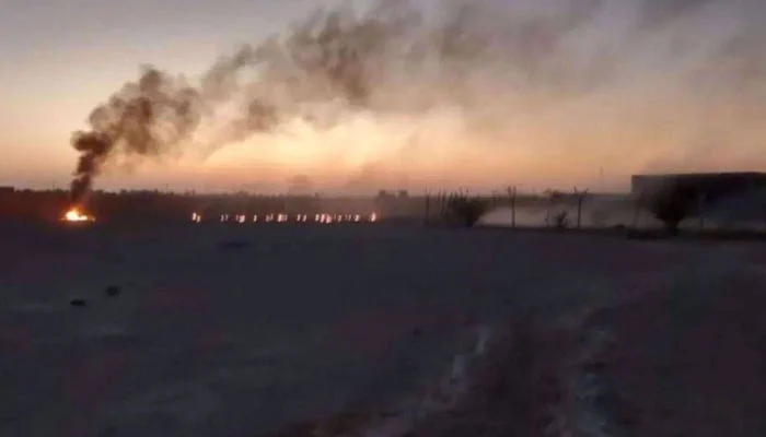 Video grab shared by Iranian state media showing smoke billowing following several explosions in Iran’s southeastern province of Siestan-o-Baluchistan province on January 18 -2024.