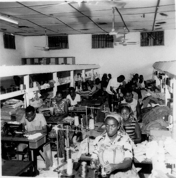 Ghanaian workers at Glamour Garment Factory - Source Photography Division of the Information Services Department Accra