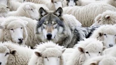 wolf-sheeps-clothing-almost-indistinguishable-within-flock-sheep-is-captured-moment-deceptive-calmness-rural-pasture_187882-6619