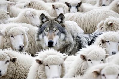 wolf-sheeps-clothing-almost-indistinguishable-within-flock-sheep-is-captured-moment-deceptive-calmness-rural-pasture_187882-6619