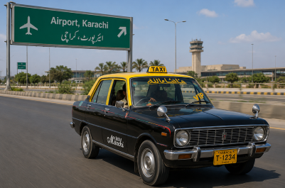Black-Yellow, Kali Taxi, AI Gen Image- Sindh Courier