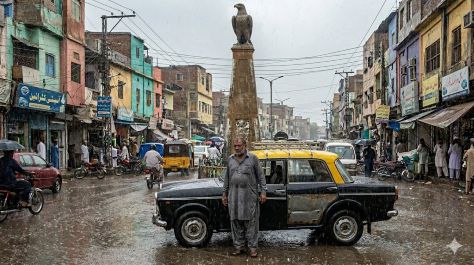 OLD MAn With Taxi - Lyari- Sindh Courier
